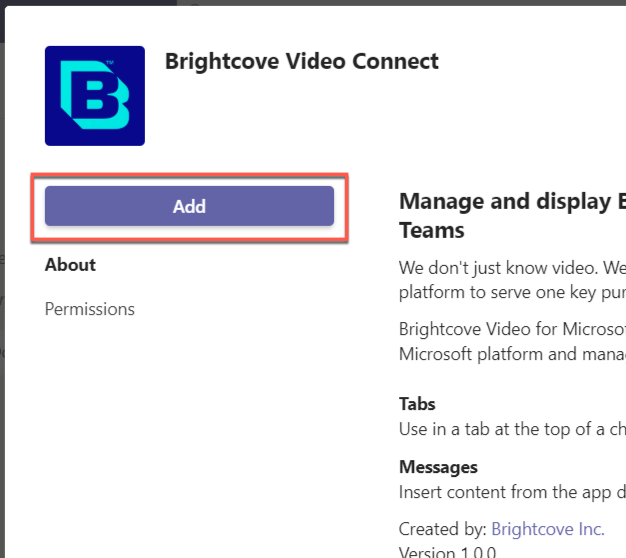 Agregar Brightcove Video Connect